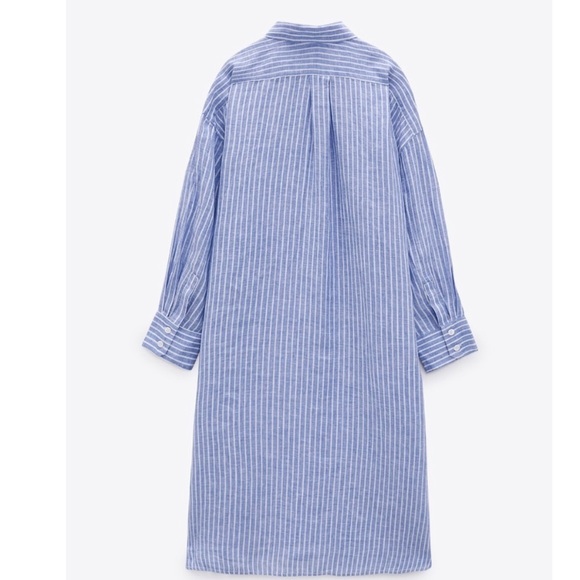 ZARA NWT striped oversized linen tunic dress-Sz M - Picture 4 of 9